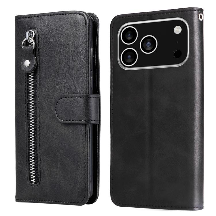 

For iPhone 17 Pro Fashion Calf Texture Zipper Leather Phone Case(Black)