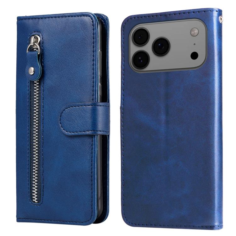 

For iPhone 17 Pro Max Fashion Calf Texture Zipper Leather Phone Case(Blue)