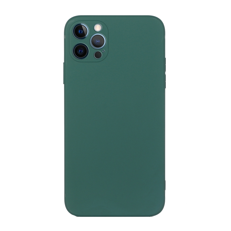 

For iPhone 15 Pro Max Straight Edge Solid Color TPU Shockproof Phone Case(Dark Green)