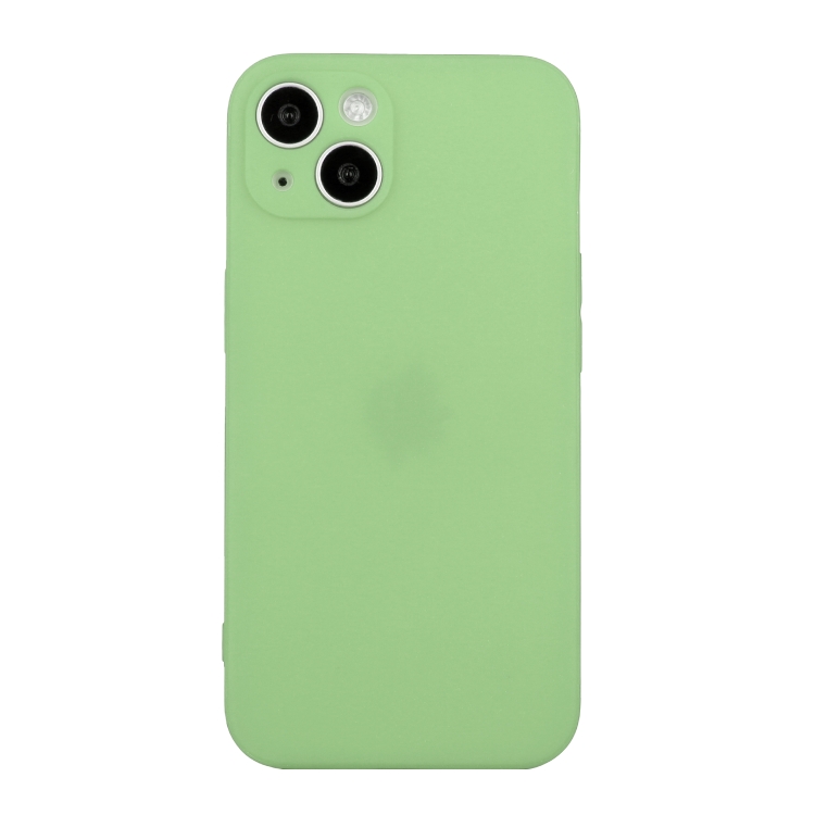 

For iPhone 15 Plus Straight Edge Solid Color TPU Shockproof Phone Case(Matcha Green)