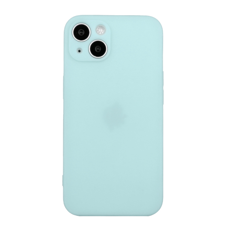 

For iPhone 15 Straight Edge Solid Color TPU Shockproof Phone Case(Light Cyan)