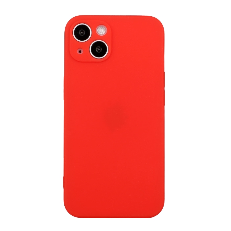 

For iPhone 15 Straight Edge Solid Color TPU Shockproof Phone Case(Red)