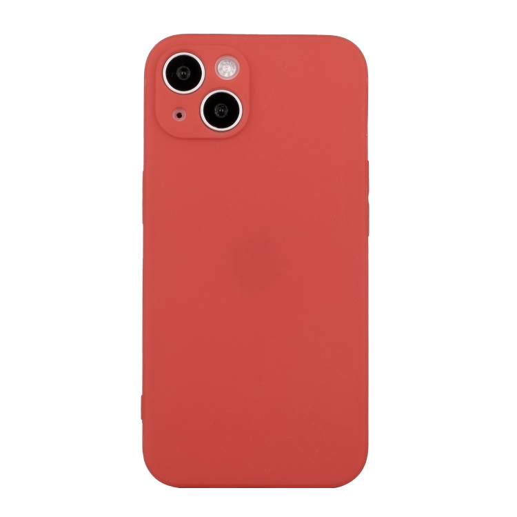 

For iPhone 15 Straight Edge Solid Color TPU Shockproof Phone Case(Hawthorn Red)