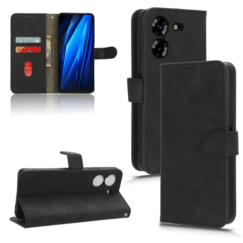 

For TECNO Pova 5 Skin Feel Magnetic Flip Leather Phone Case(Black)