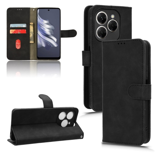For TECNO Spark 20 Pro Skin Feel Magnetic Flip Leather Phone Case(Black) чехол на tecno pova 5 scrooge mcduck with money