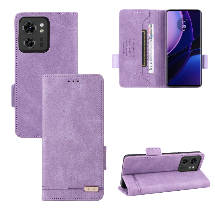 

For Motorola Edge 40 Magnetic Clasp Leather Phone Case(Purple)