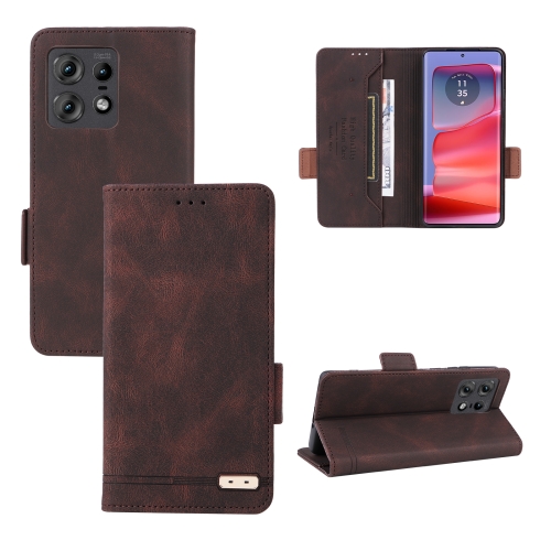 

For Motorola Edge 50 Pro Magnetic Clasp Leather Phone Case(Brown)
