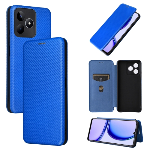 

For Realme C53 4G / Narzo N53 4G Carbon Fiber Texture Flip Leather Phone Case(Blue)