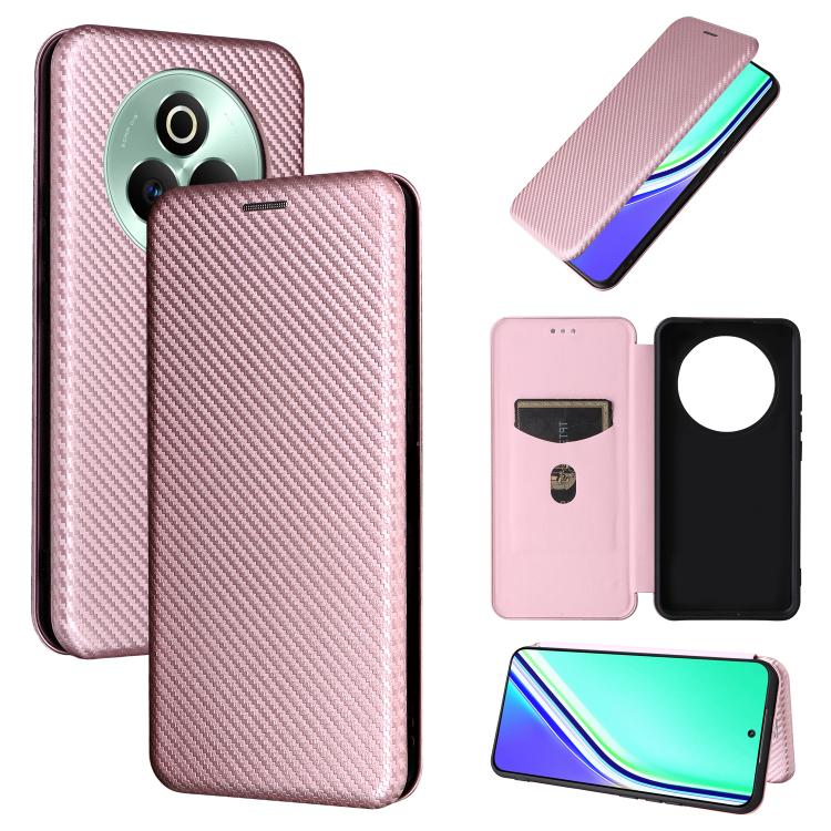 

For Realme P3 Pro 5G Carbon Fiber Texture Flip Leather Phone Case(Pink)