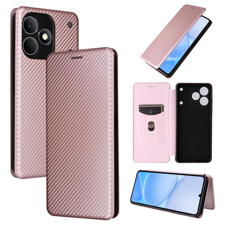 

For Realme Note 80 4G Carbon Fiber Texture Flip Leather Phone Case(Pink)