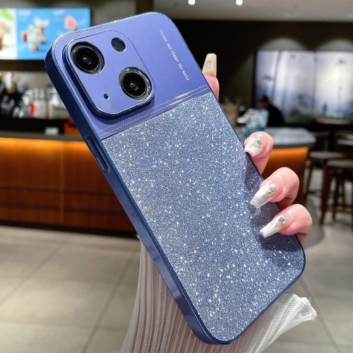 

For iPhone 14 Metallic Glitter Powder Shockproof Phone Case(Blue)