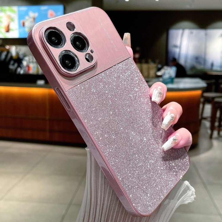 

For iPhone 14 Pro Metallic Glitter Powder Shockproof Phone Case(Pink)