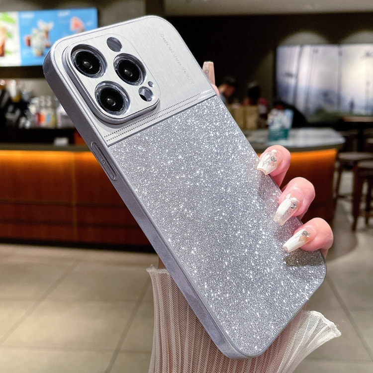

For iPhone 14 Pro Max Metallic Glitter Powder Shockproof Phone Case(Grey)
