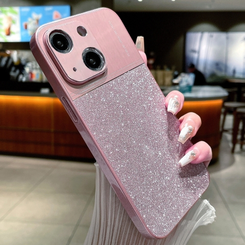 

For iPhone 13 Metallic Glitter Powder Shockproof Phone Case(Pink)