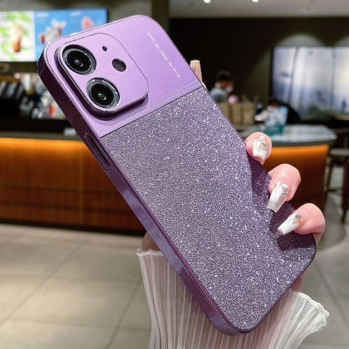 

For iPhone 12 Metallic Glitter Powder Shockproof Phone Case(Purple)