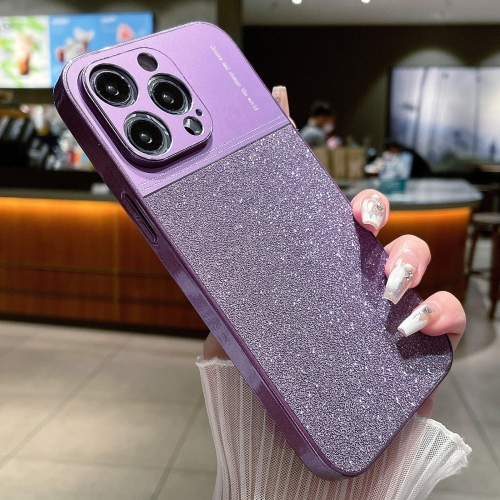 

For iPhone 12 Pro Metallic Glitter Powder Shockproof Phone Case(Purple)