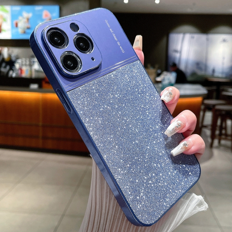 

For iPhone 11 Pro Max Metallic Glitter Powder Shockproof Phone Case(Blue)