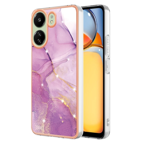 

For Xiaomi Redmi 13C 4G Electroplating Marble Dual-side IMD Phone Case(Purple 001)