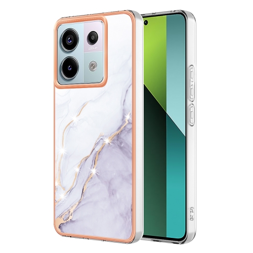 

For Xiaomi Redmi Note 13 Pro 5G Global Electroplating Marble Dual-side IMD Phone Case(White 006)