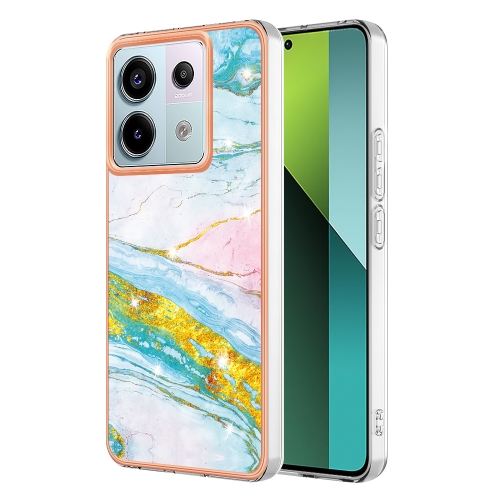 

For Xiaomi Redmi Note 13 Pro 5G Global Electroplating Marble Dual-side IMD Phone Case(Green 004)