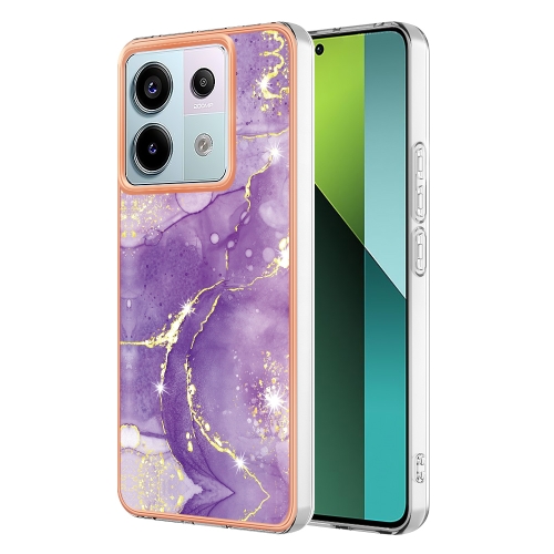 

For Xiaomi Redmi Note 13 Pro 5G Global Electroplating Marble Dual-side IMD Phone Case(Purple 002)