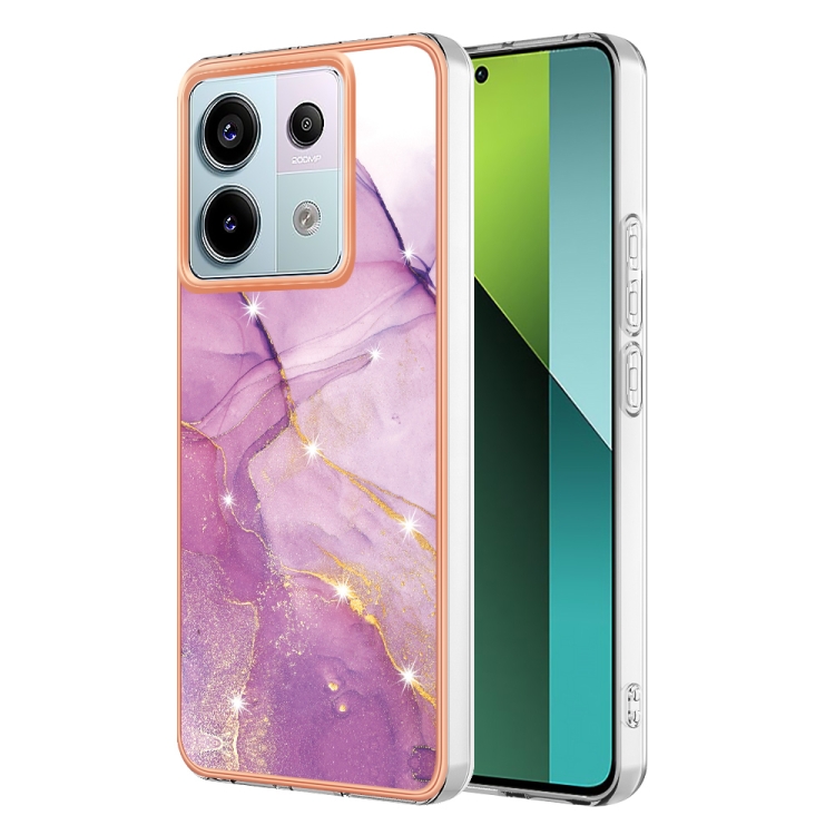 

For Xiaomi Redmi Note 13 Pro 5G Global Electroplating Marble Dual-side IMD Phone Case(Purple 001)