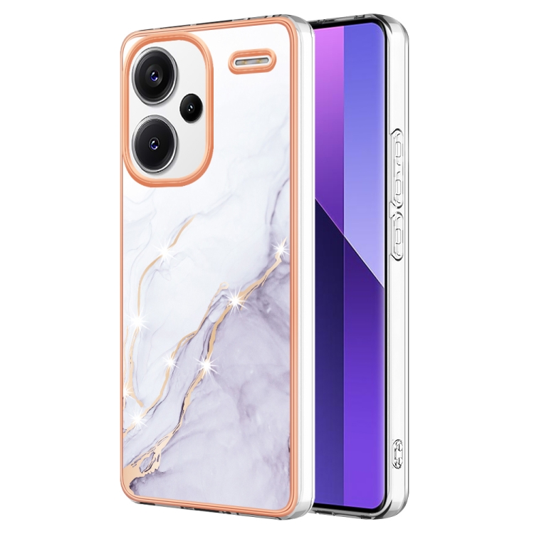 

For Xiaomi Redmi Note 13 Pro+ 5G Electroplating Marble Dual-side IMD Phone Case(White 006)