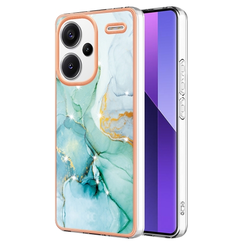 

For Xiaomi Redmi Note 13 Pro+ 5G Electroplating Marble Dual-side IMD Phone Case(Green 003)