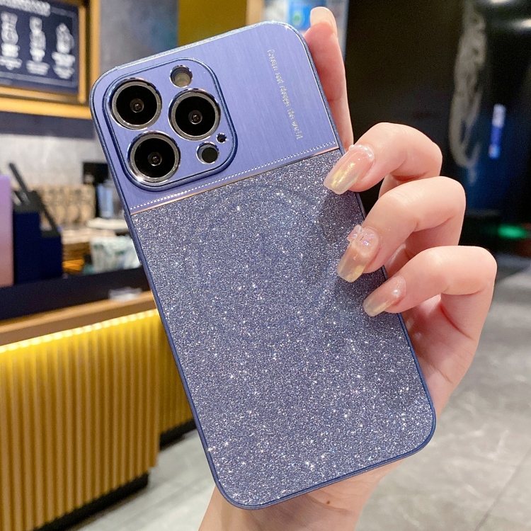 

For iPhone 14 Pro Max Magsafe Magnetic Metallic Glitter Powder Shockproof Phone Case(Blue)
