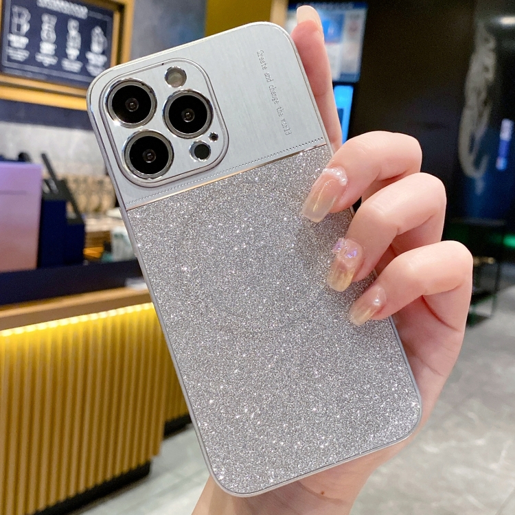 

For iPhone 13 Pro Max Magsafe Magnetic Metallic Glitter Powder Shockproof Phone Case(Grey)
