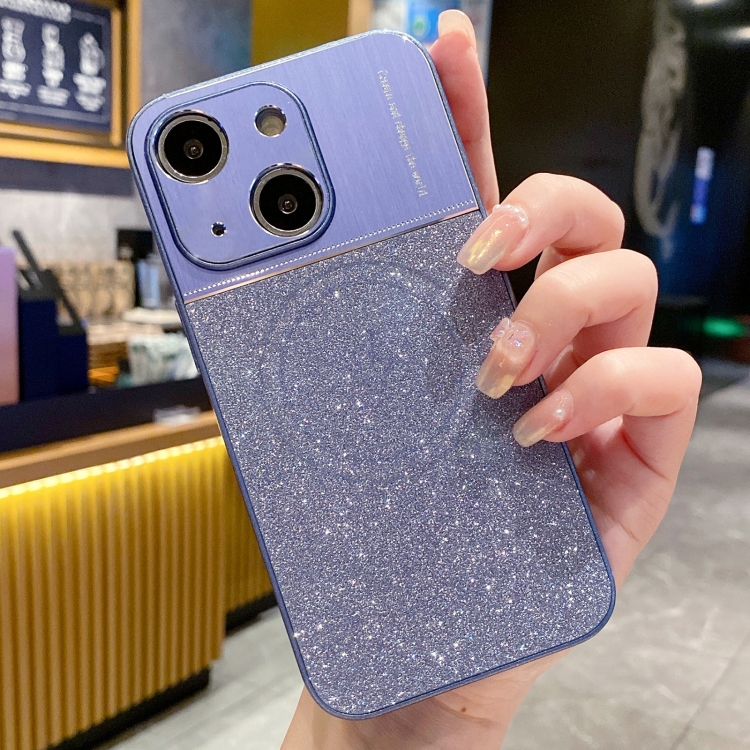 

For iPhone 13 Magsafe Magnetic Metallic Glitter Powder Shockproof Phone Case(Blue)
