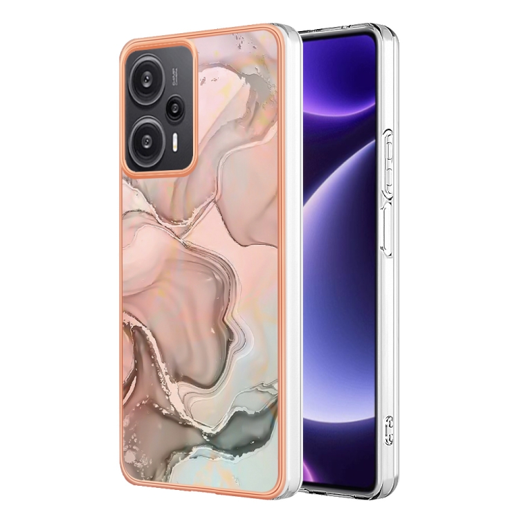 

For Xiaomi Poco F5 5G/Redmi Note 12 Turbo Electroplating Marble Dual-side IMD TPU Phone Case(Rose Gold 015)