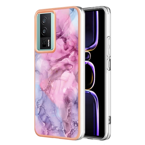 

For Xiaomi Poco F5 Pro 5G/Redmi K60 Electroplating Marble Dual-side IMD TPU Phone Case(Pink 013)