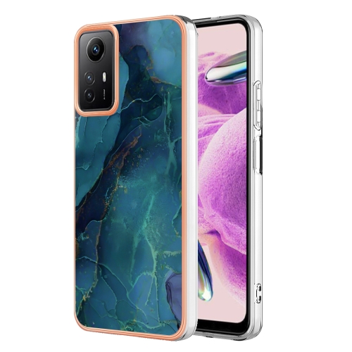 

For Xiaomi Redmi Note 12S 4G Electroplating Marble Dual-side IMD TPU Phone Case(Green 017)