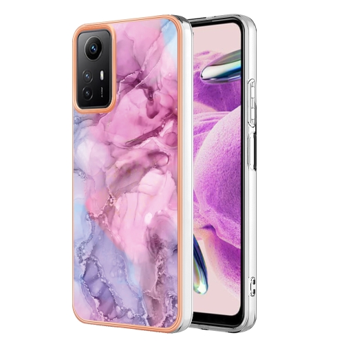 

For Xiaomi Redmi Note 12S 4G Electroplating Marble Dual-side IMD TPU Phone Case(Pink 013)