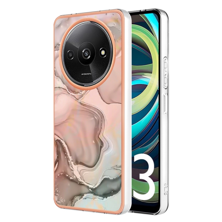 

For Xiaomi Redmi A3 Electroplating Marble Dual-side IMD TPU Phone Case(Rose Gold 015)