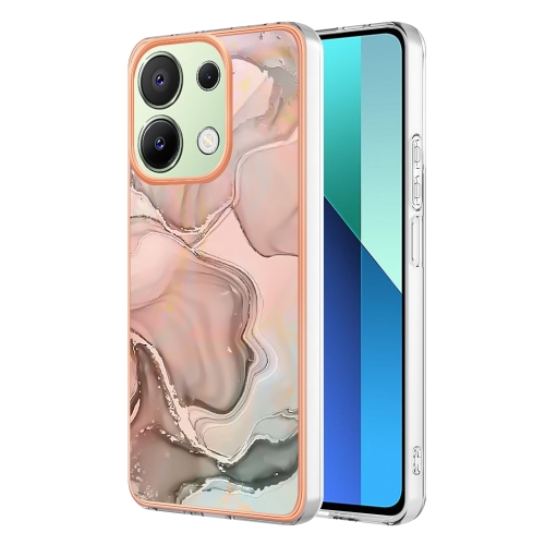 

Xiaomi Redmi Note 13 4G Electroplating Marble Dual-side IMD TPU Phone Case(Rose Gold 015)