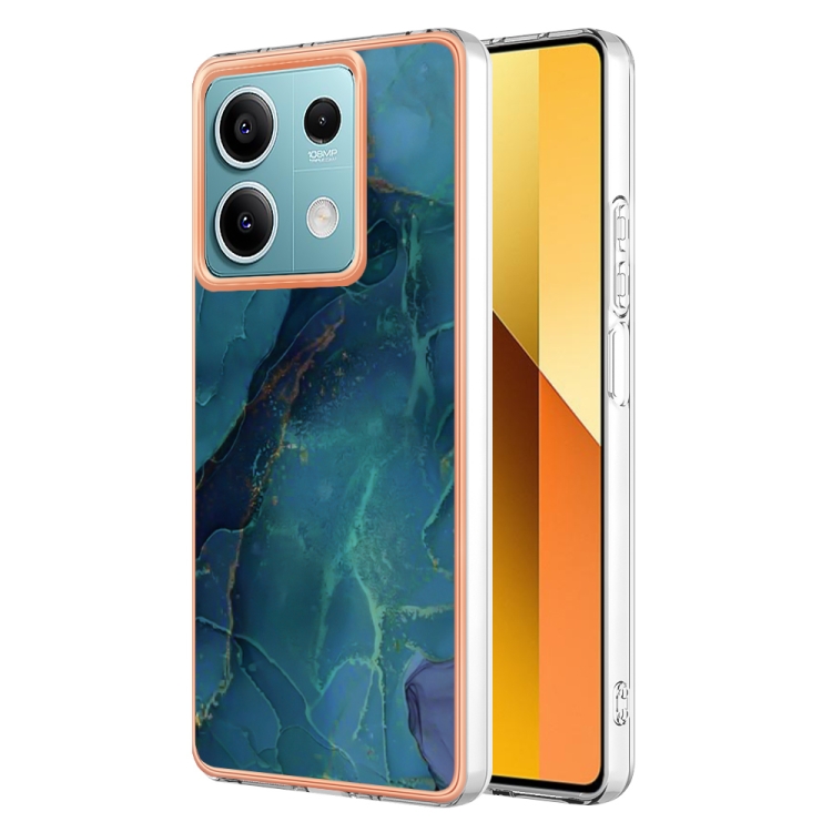 

For Xiaomi Redmi Note 13 5G Global Electroplating Marble Dual-side IMD TPU Phone Case(Green 017)