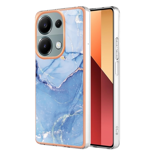 

For Xiaomi Redmi Note 13 Pro 4G/Poco M6 Pro 4G Electroplating Marble Dual-side IMD TPU Phone Case(Blue 018)