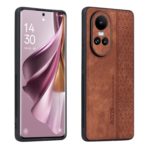 

For OPPO Reno10 Global / Reno10 Pro Global AZNS 3D Embossed Skin Feel Phone Case(Brown)