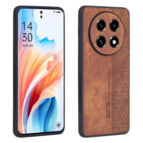 

For OPPO A2 Pro 5G AZNS 3D Embossed Skin Feel Phone Case(Brown)