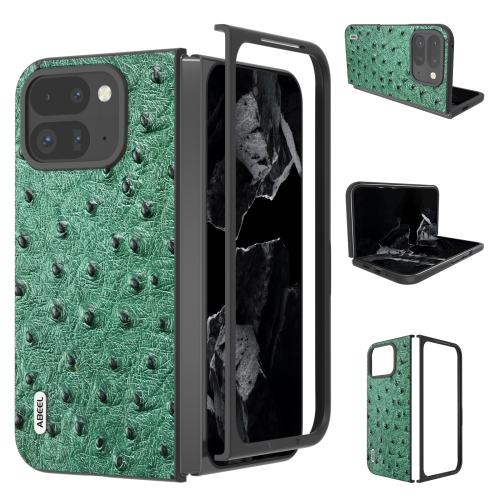 

For Google Pixel Fold 2 ABEEL Genuine Leather Ostrich Texture Phone Case(Green)