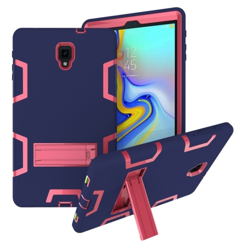 For Samsung Galaxy Tab A 10.5 T590 Shockproof PC + Silicone Protective Case，with Holder(Navy Blue Rose)