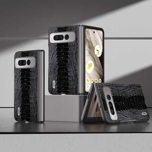 

For Google Pixel Fold ABEEL Genuine Leather Weilai Series Phone Case(Black)