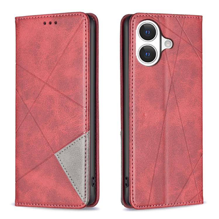 

For iPhone 17 Rhombus Texture Magnetic Leather Phone Case(Red)