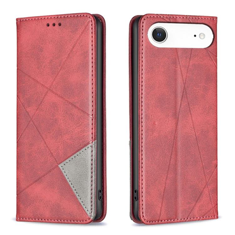 

For iPhone 17 Air Rhombus Texture Magnetic Leather Phone Case(Red)