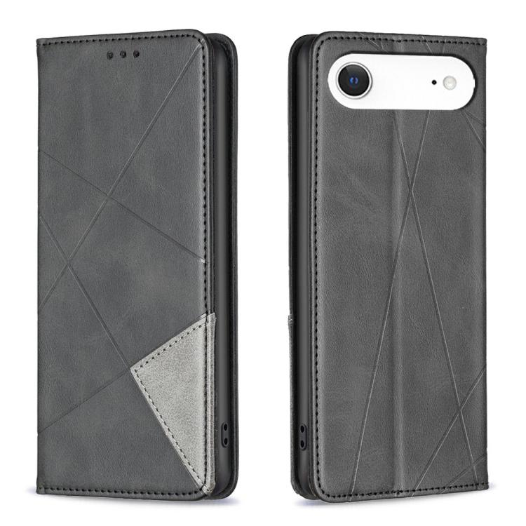 

For iPhone 17 Air Rhombus Texture Magnetic Leather Phone Case(Black)