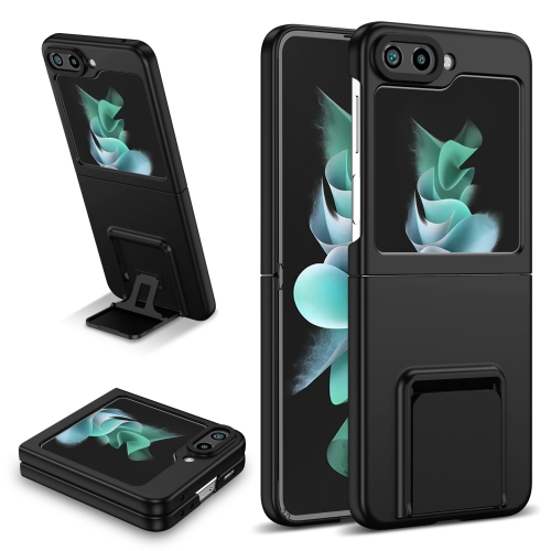 For Samsung Galaxy Z Flip5 5G Three-dimensional Folding Holder PC Phone Case(Black)