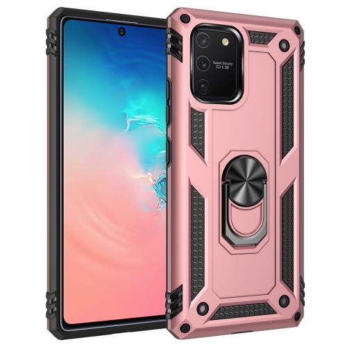 For Samsung Galaxy A71 5G Shockproof TPU + PC Protective Case with 360 Degree Rotating Holder(Rose Gold)