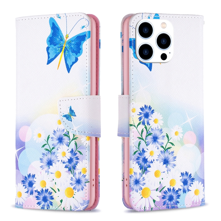 

For iPhone 15 Pro Colored Drawing Pattern Leather Phone Case(Butterfly Love)